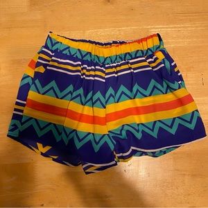 Peach Love California Multi-Color Fun Pattern Fabric Shorts